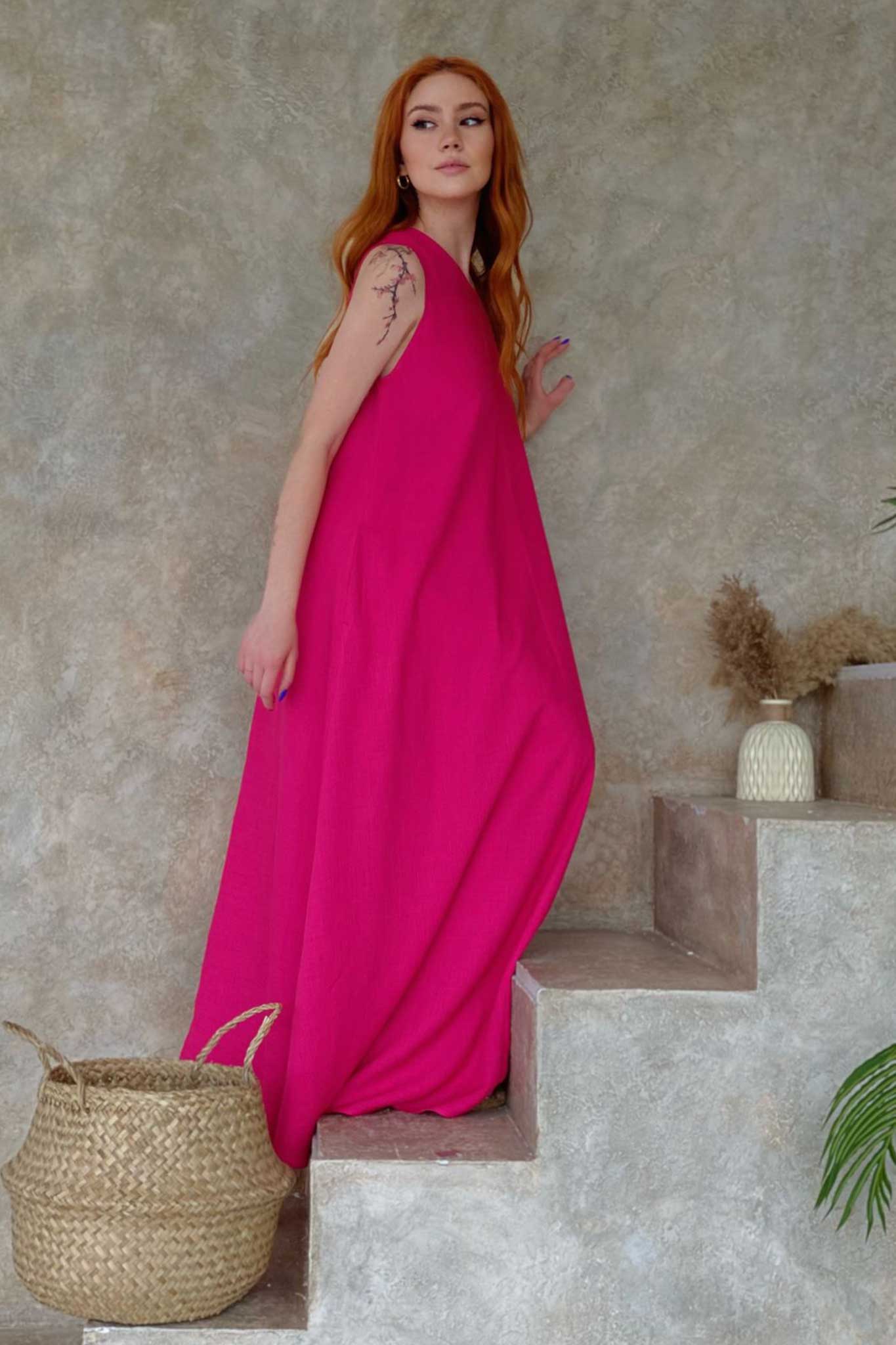 Dress linen pink
